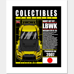 JDM LIBERTYWALK NISSAN GTR R-35 YELLOW Posters and Art